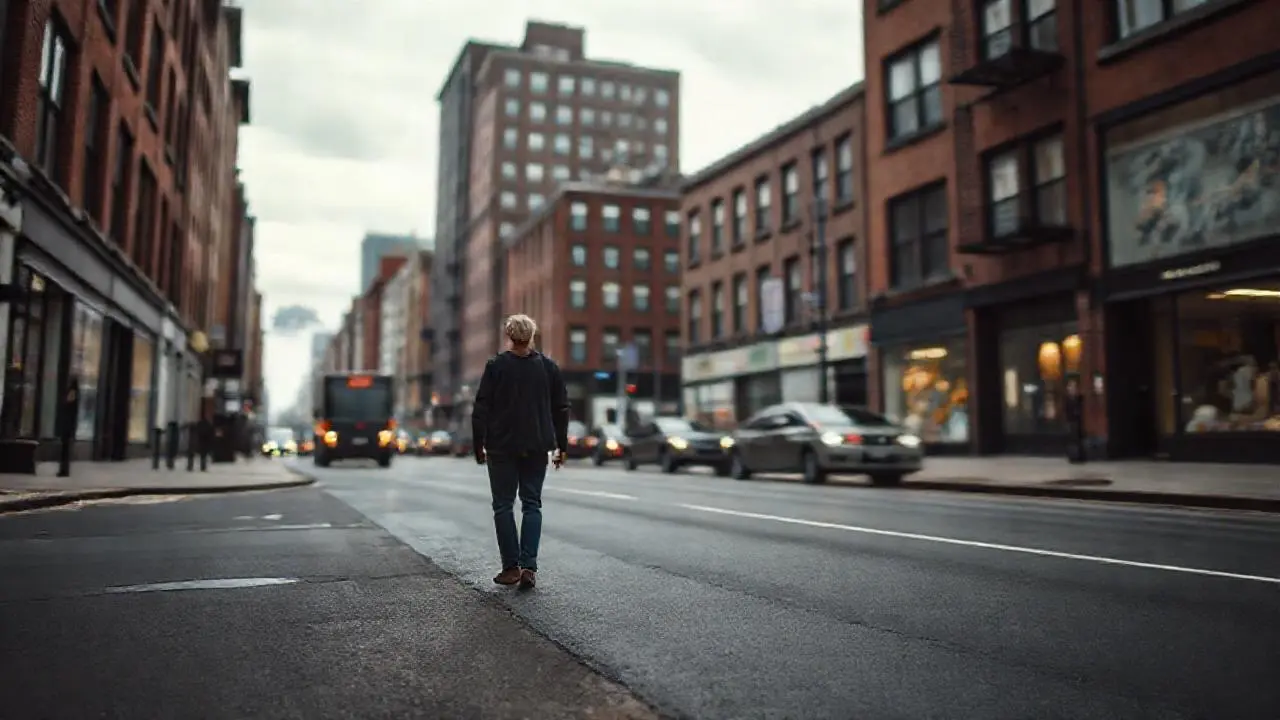 Calle urbana, ambiente tranquilo y realista