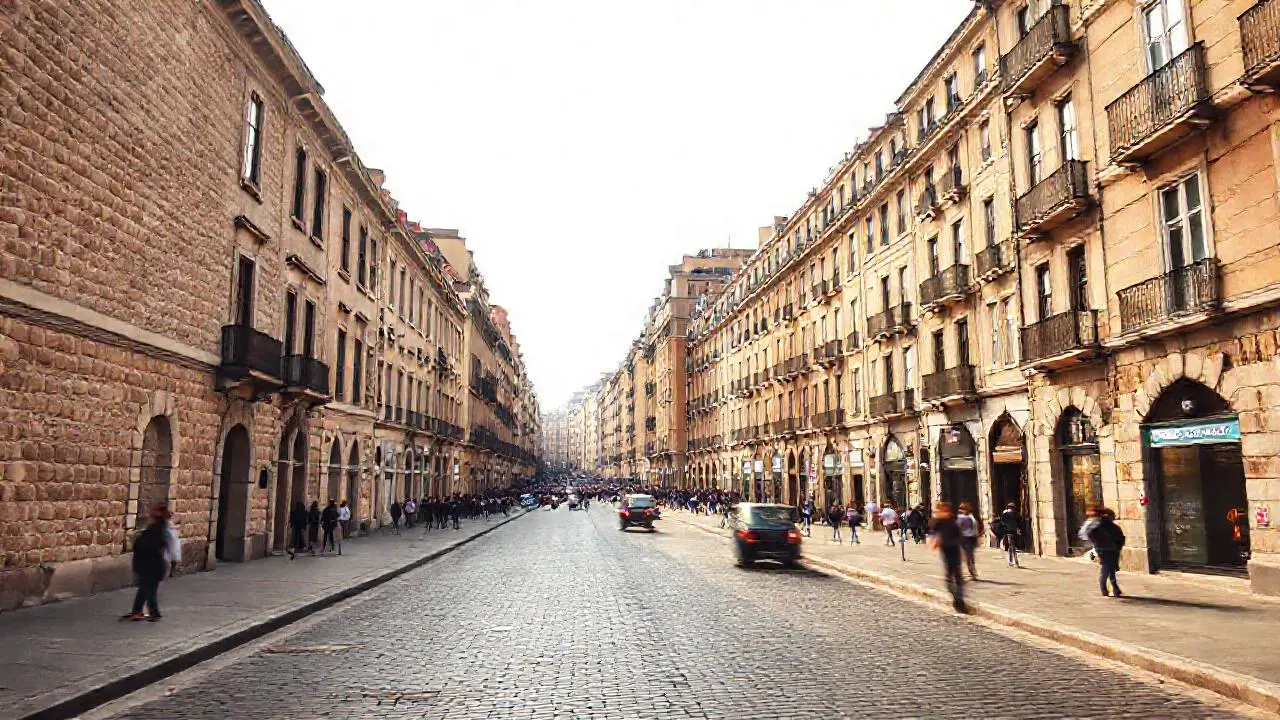 Ciudad antigua, atenuada, con ambiente palpable
