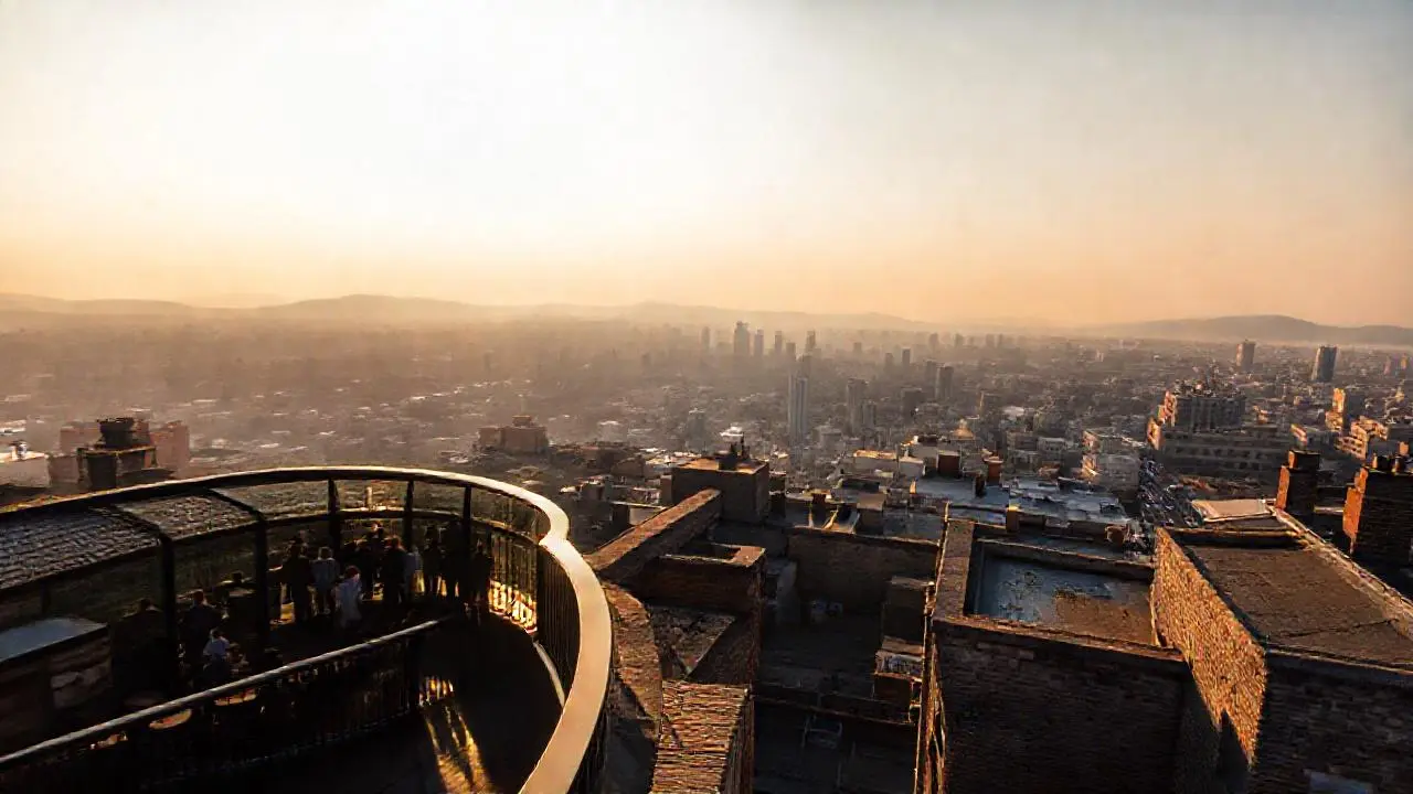 Ático urbano, luz suave y perspectiva amplia