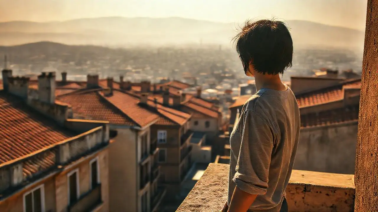 Ciudad urbana tranquila, luz suave y distante