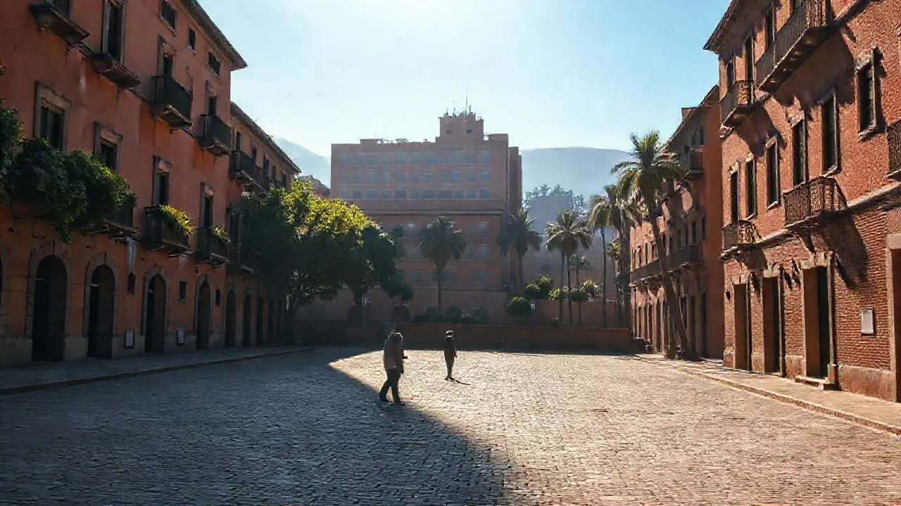 Un tranquilo y soleado entorno urbano antiguo