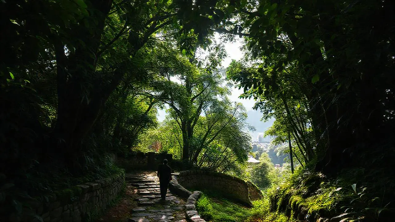 Selva exuberante, tranquila y misteriosa