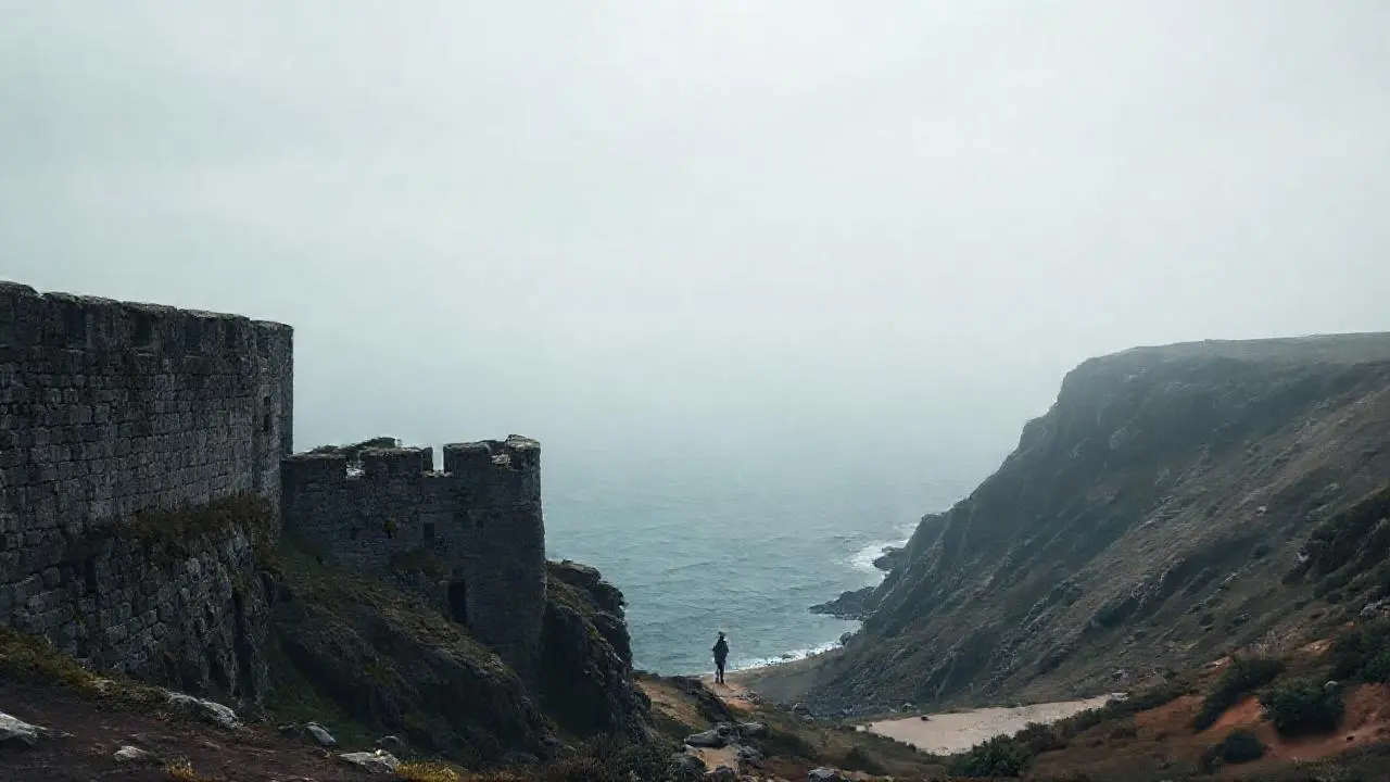 Paisaje rocoso, vasto, melancólico y sereno