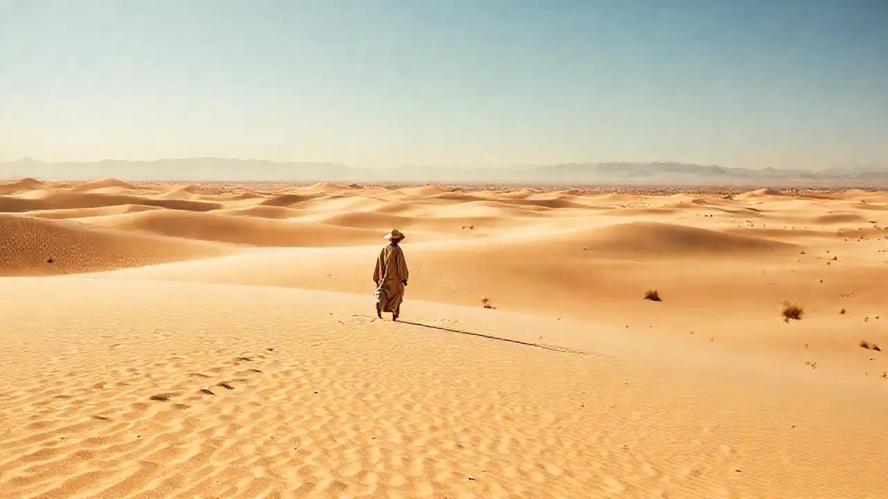 Vasto desierto bajo cielo azul sereno