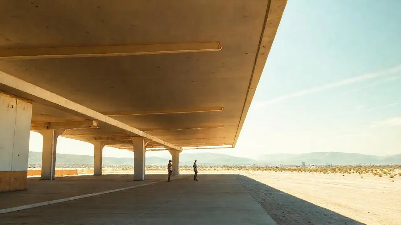Tranquila escena soleada en un aeropuerto