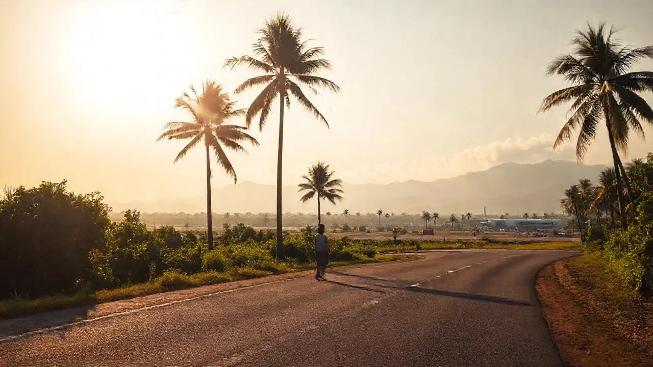 Paisaje tropical sereno y distante