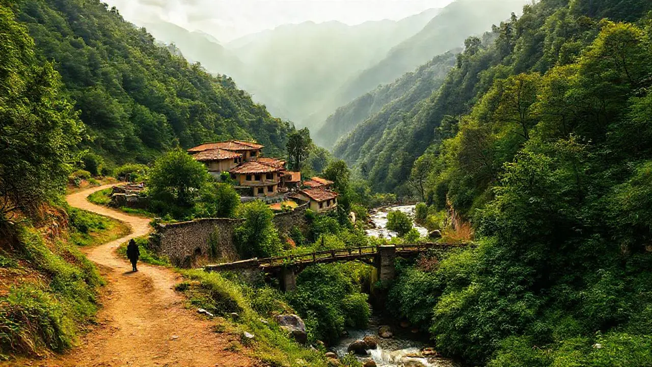 Paisaje montañoso tranquilo y evocador