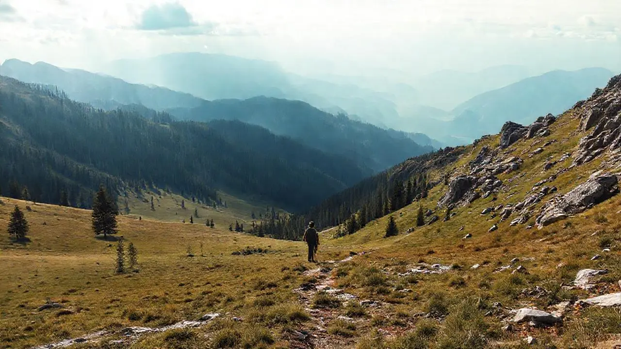 Paisaje montañoso vasto, tranquilo y natural