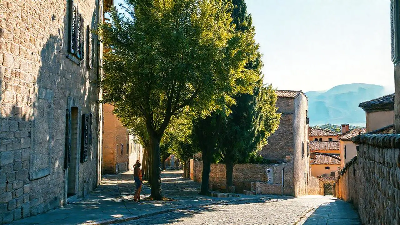 Paz serena en un pueblo de piedra