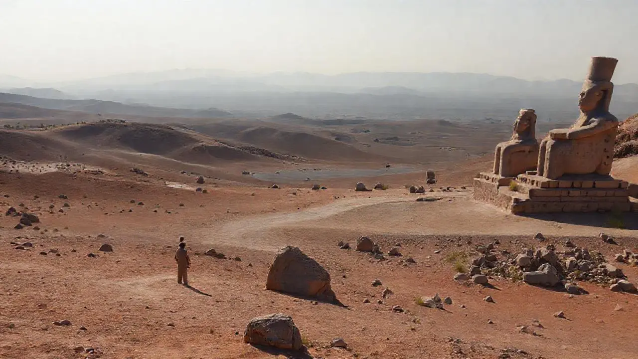 Paisaje árido, monumental, antiguo y solitario