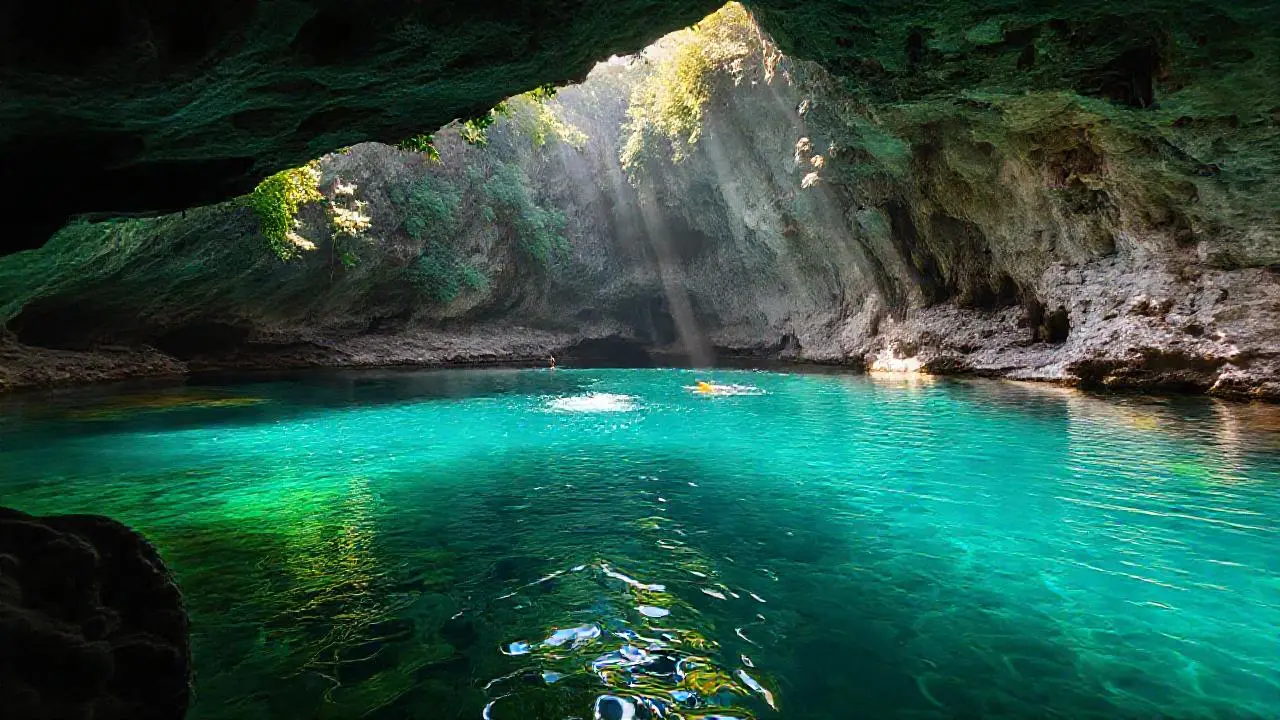 Un cenote tranquilo, lleno de luz