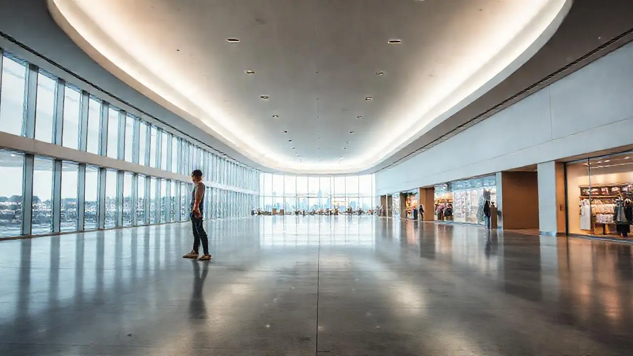 Amplio espacio comercial, luz suave y sereno