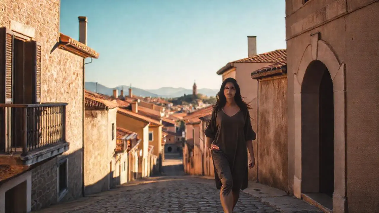Tranquila escena urbana, cálida y distante