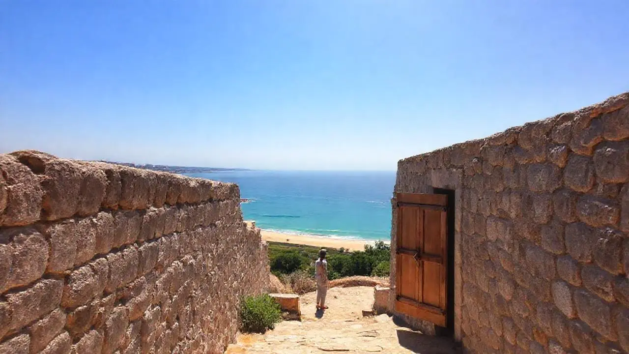 Tranquila escena costera, luz y calma