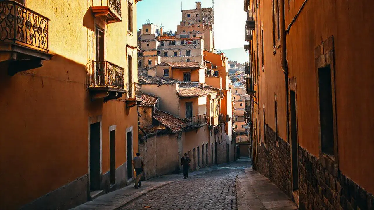 Un tranquilo barrio urbano, cálido y antiguo
