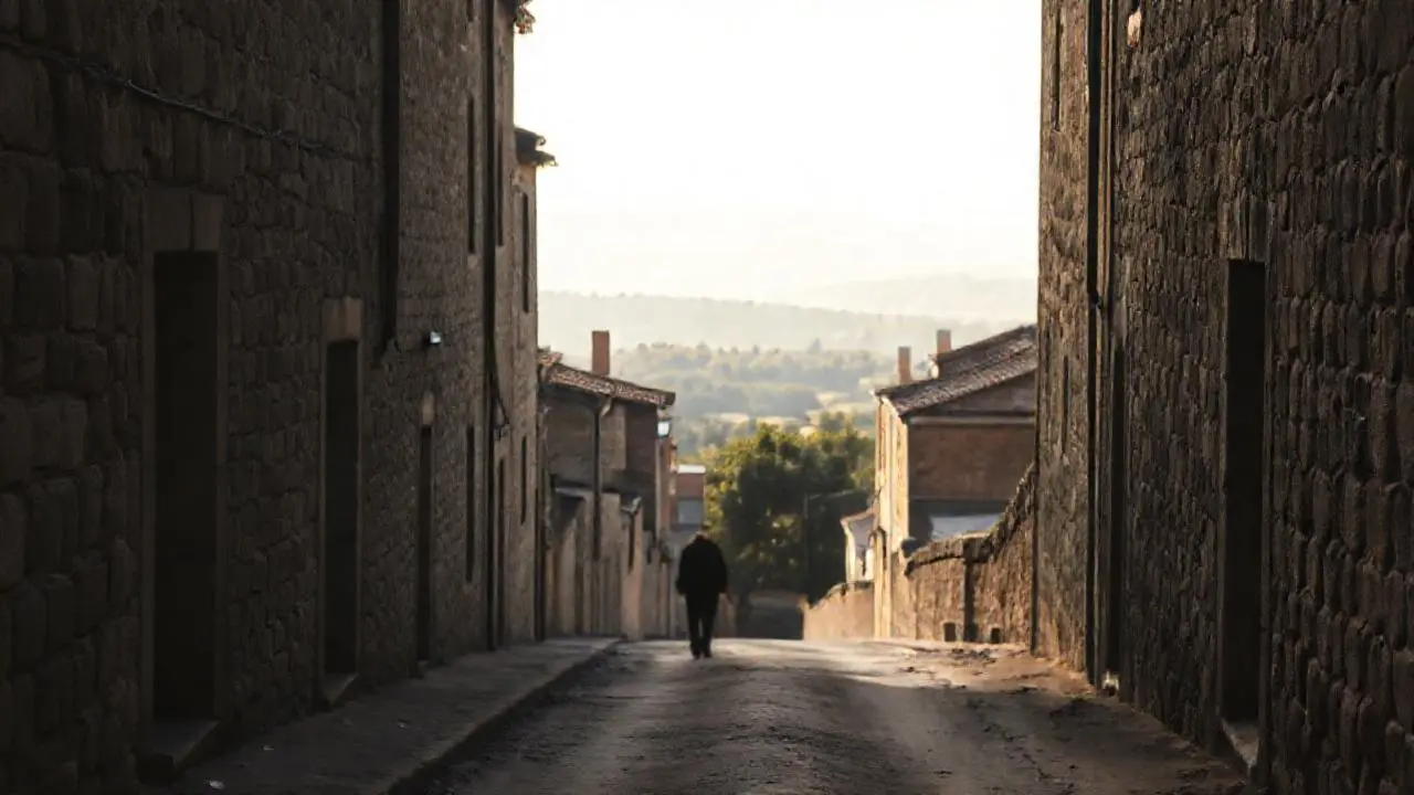 Tranquila escena urbana, melancólica y distante