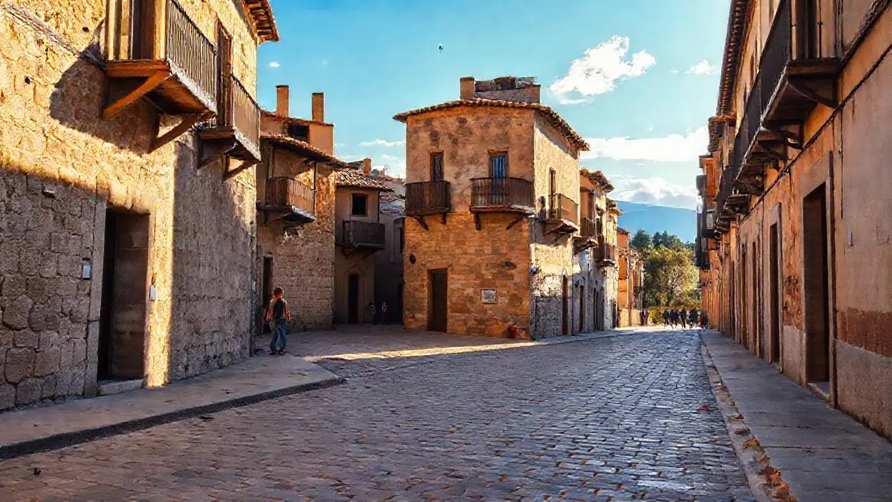 Pueblo español tranquilo y soleado