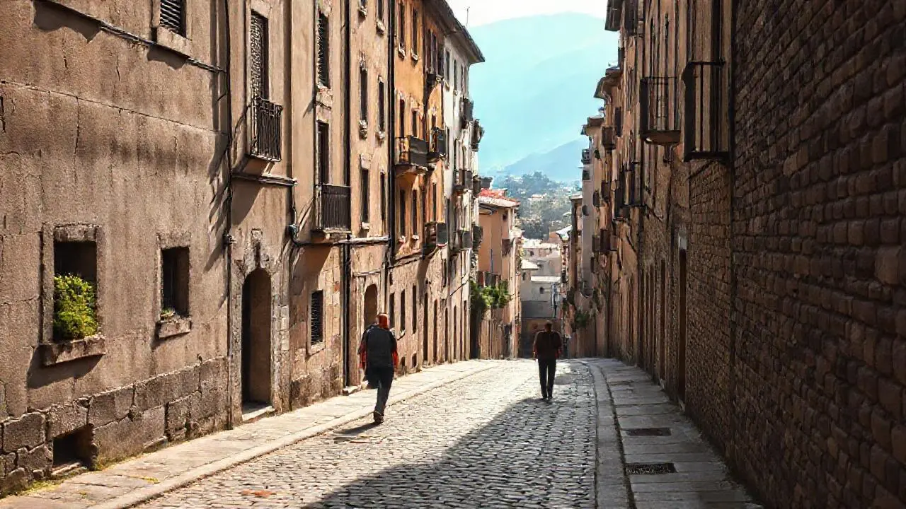 Escena urbana tranquila, suave y nostálgica