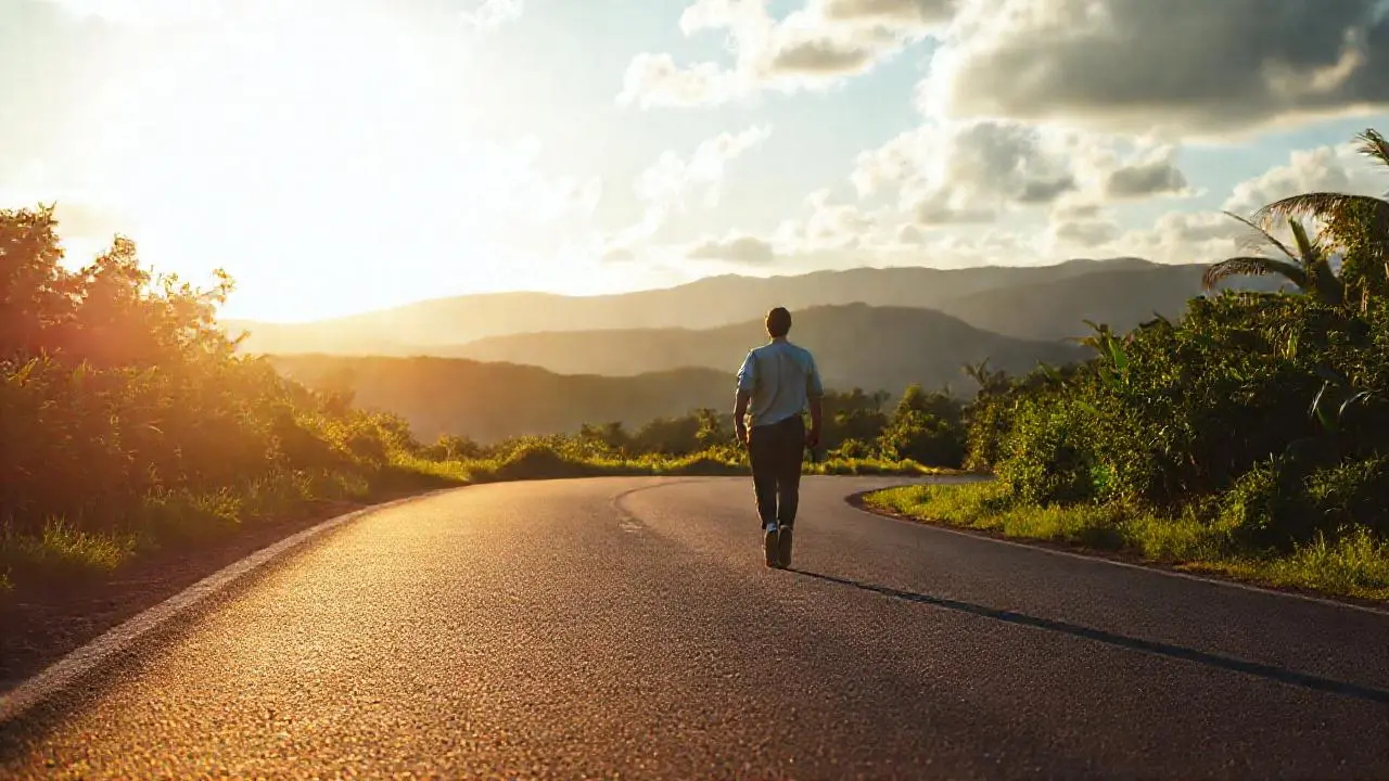 Un camino soleado, tranquilo y natural
