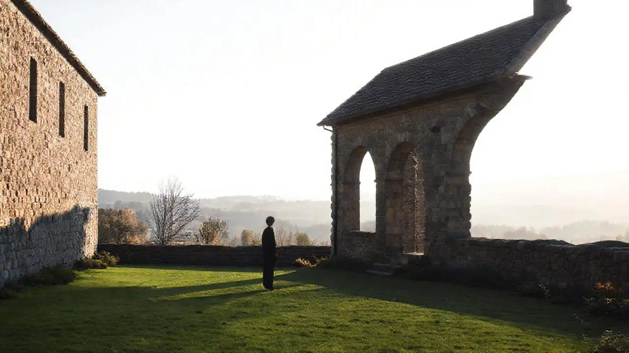 Paz natural, figura solitaria, atemporal paisaje