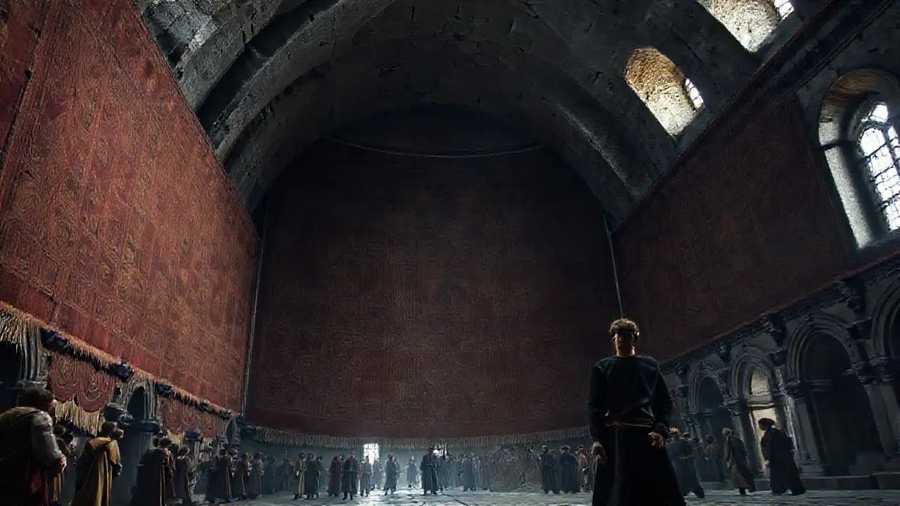 Interior histórico, grandioso y ligeramente polvoriento