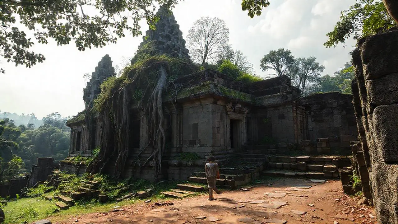 Ruinas antiguas, naturaleza, misterio y quietud