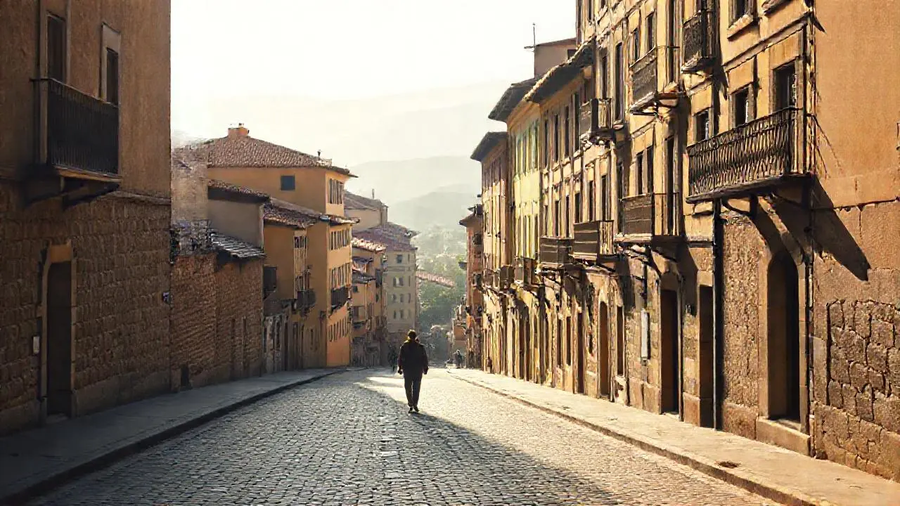 Una calle florentina tranquila y luminosa