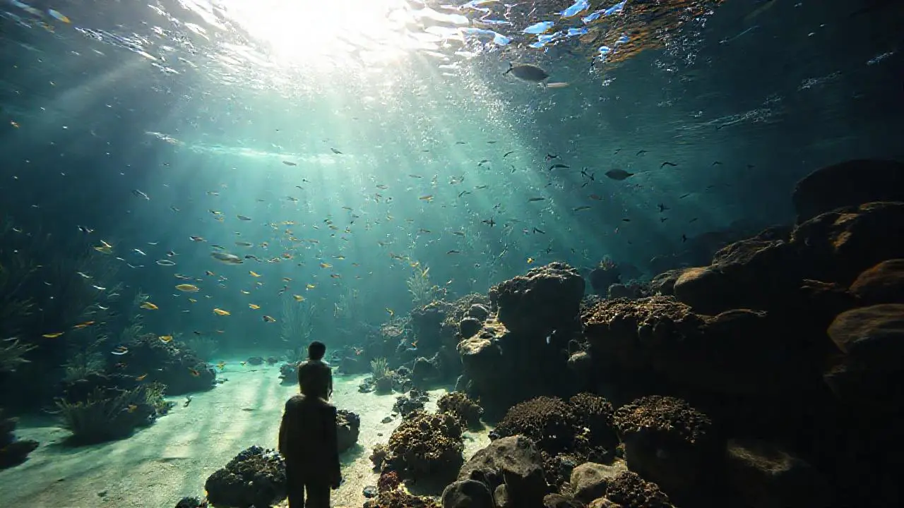 Hábitat submarino realista y sereno