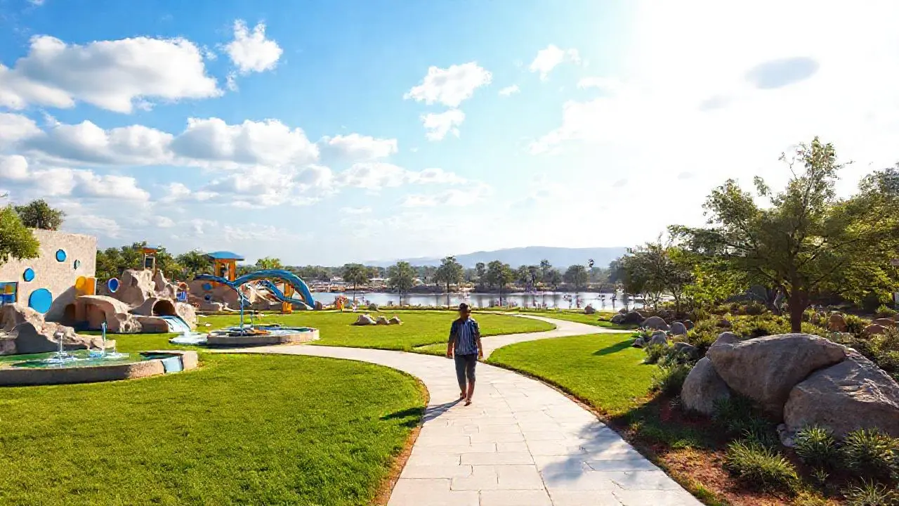 Jardín sereno con figura relajada