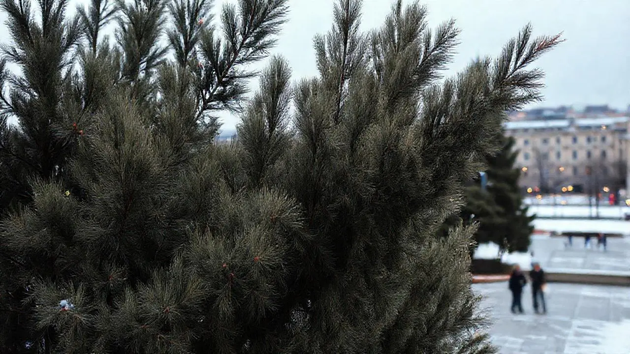 Invierno sereno en una plaza urbana