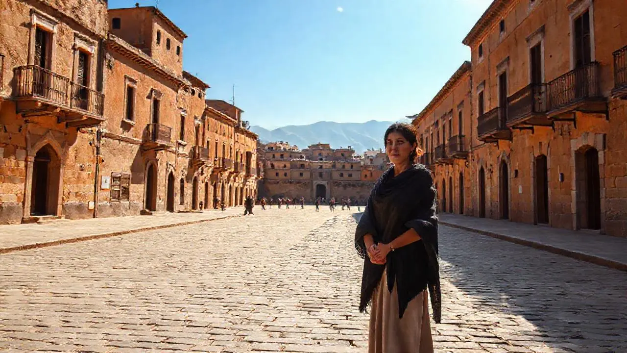 Pueblo antiguo, tranquilo y soleado
