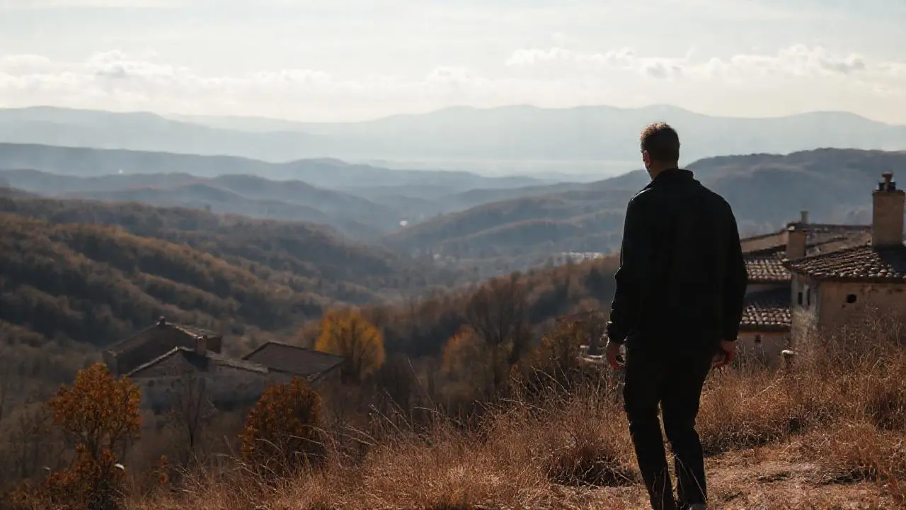 Paisaje otoñal sereno y distante