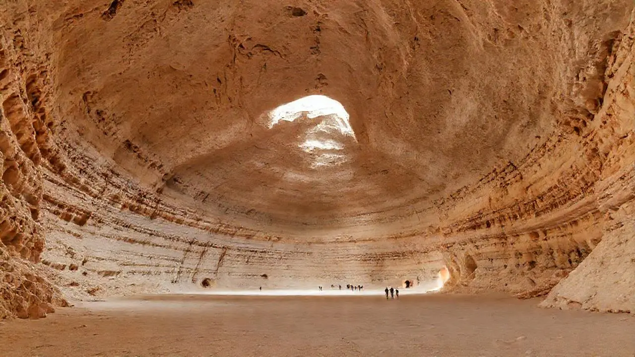 Inmensa cueva salina, silenciosa y extensa