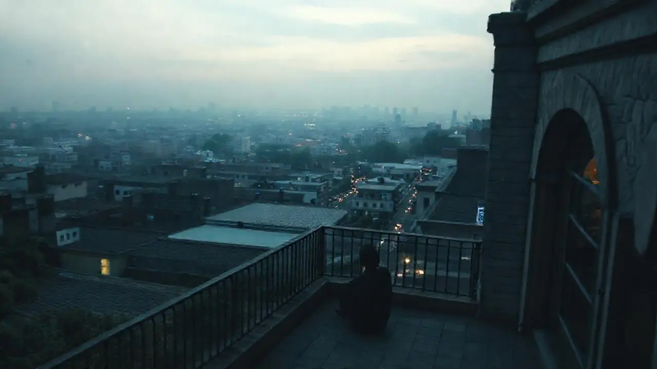Escena urbana tranquila, con profundidad y calma