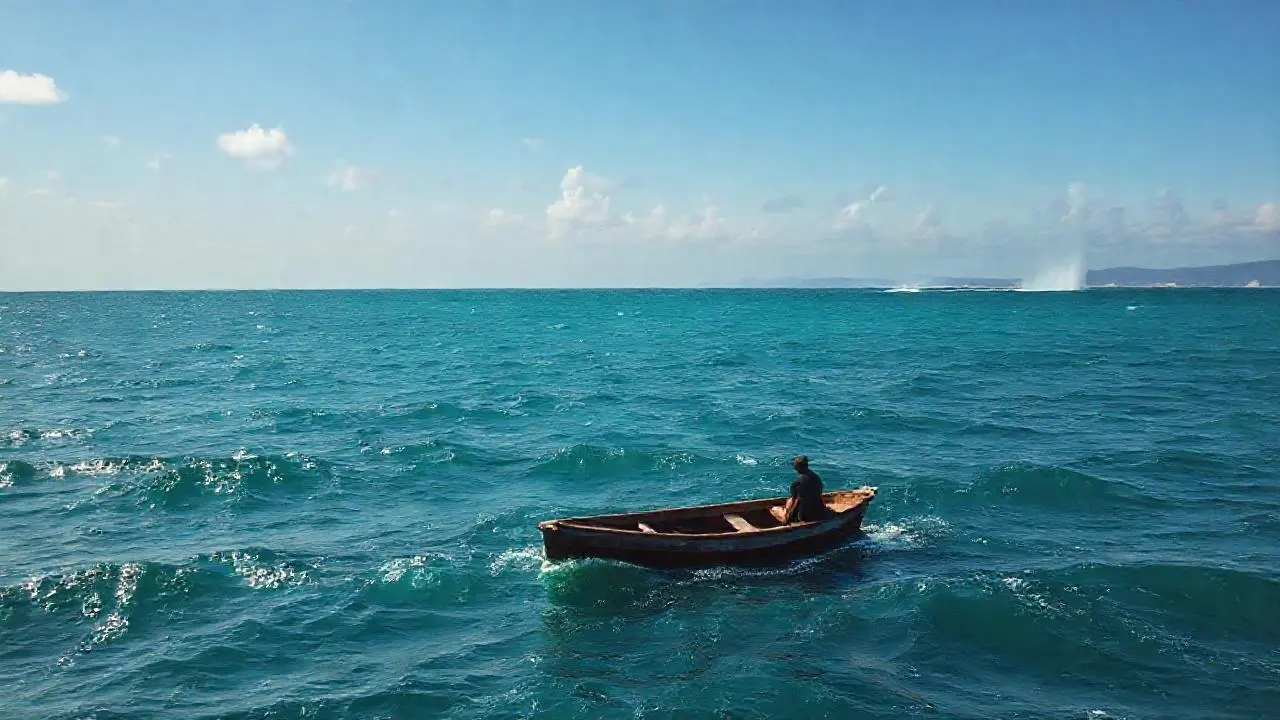 Tranquilo mar y una embarcación serena