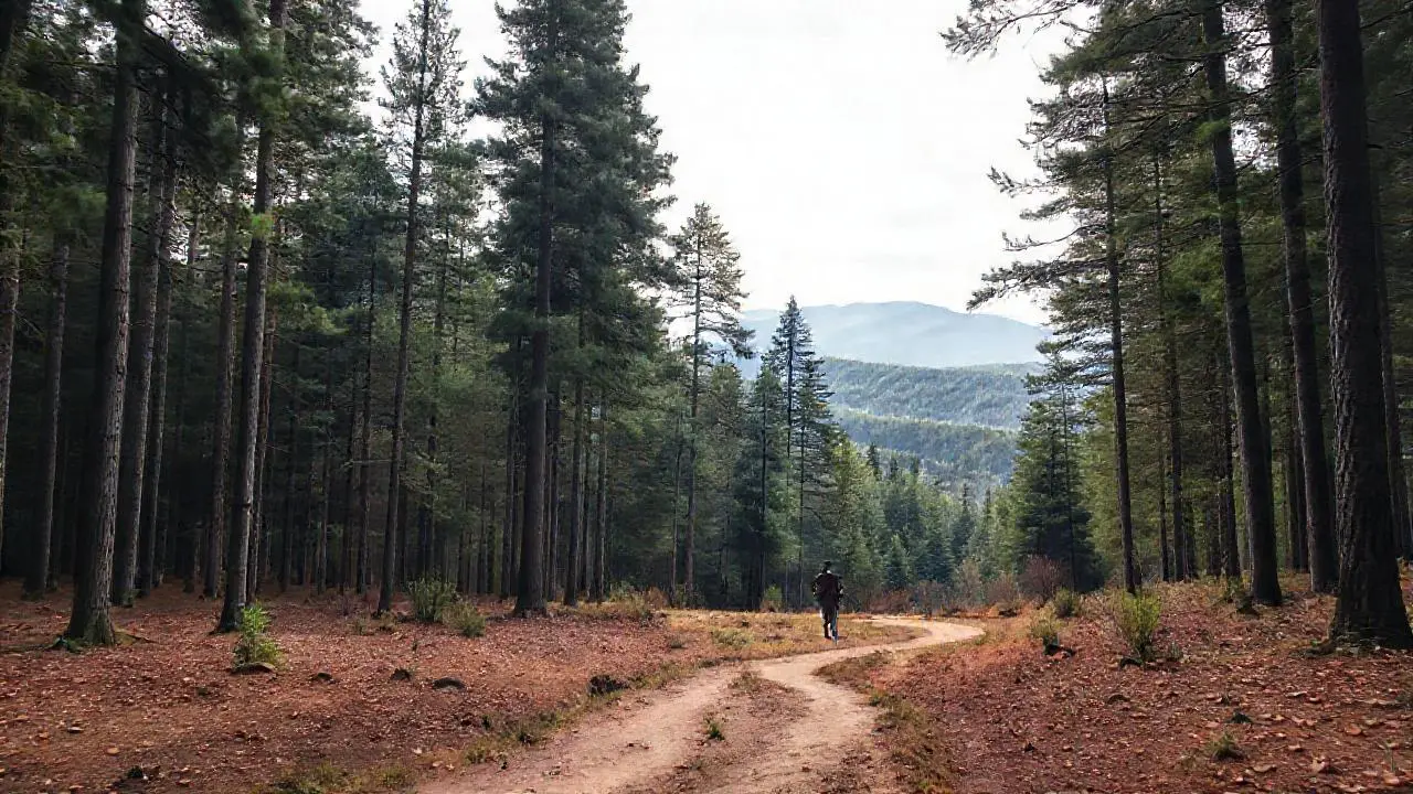 Bosque tranquilo con una figura solitaria