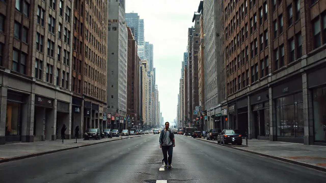 Calle urbana, tranquila y ligeramente descolorida