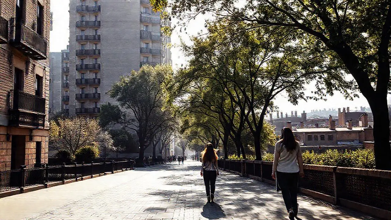 Calma urbana, luz suave y arquitecturas diversas