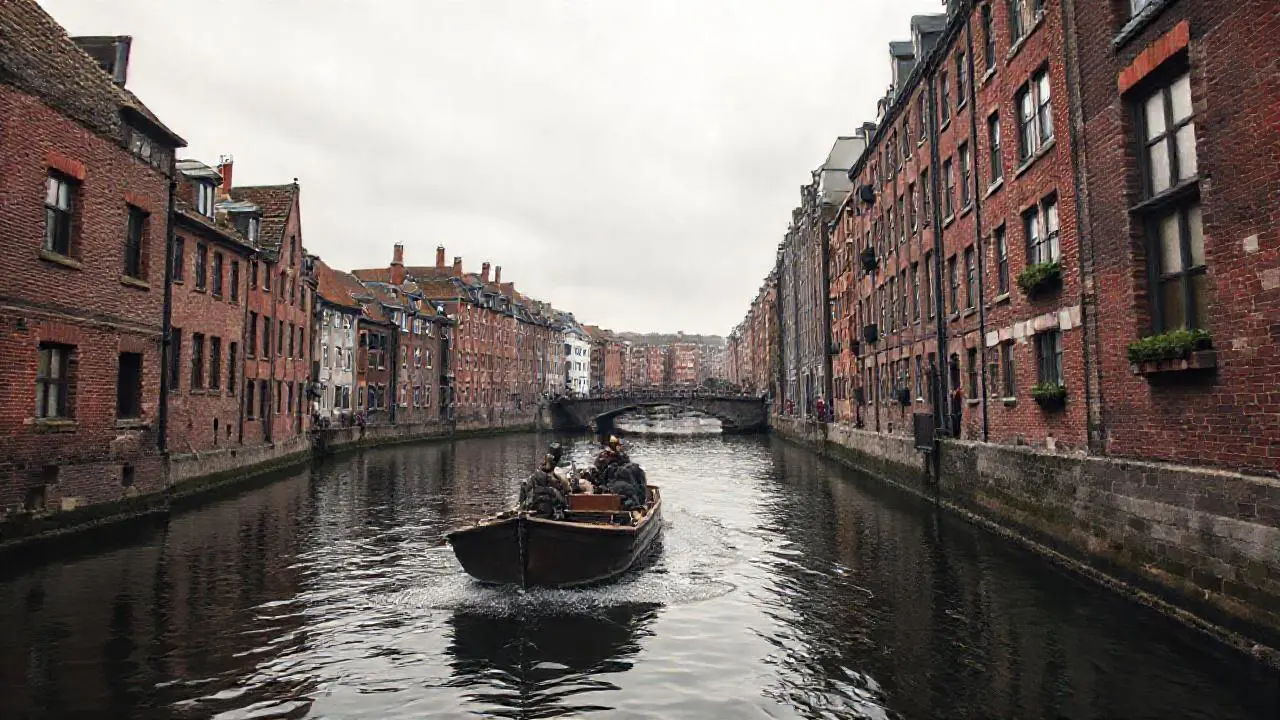 Un canal tranquilo, arquitectura urbana nostálgica