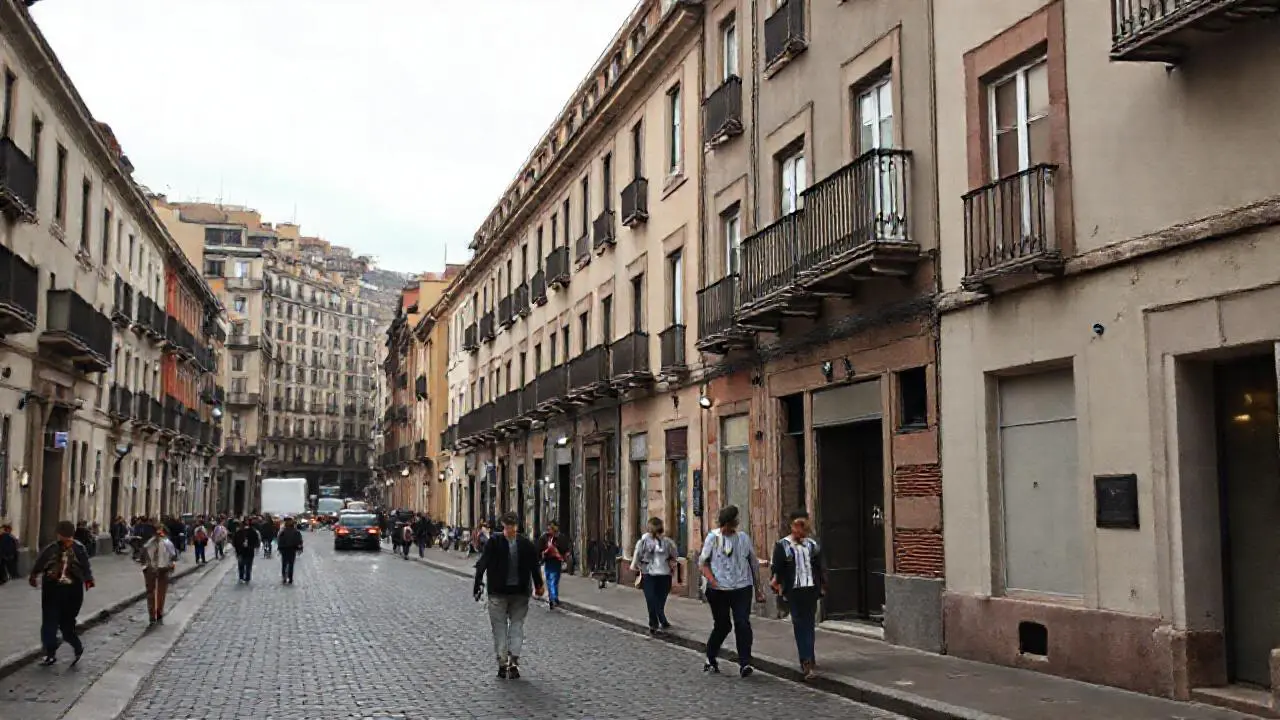 Calle urbana, ambiente difuso y melancólico