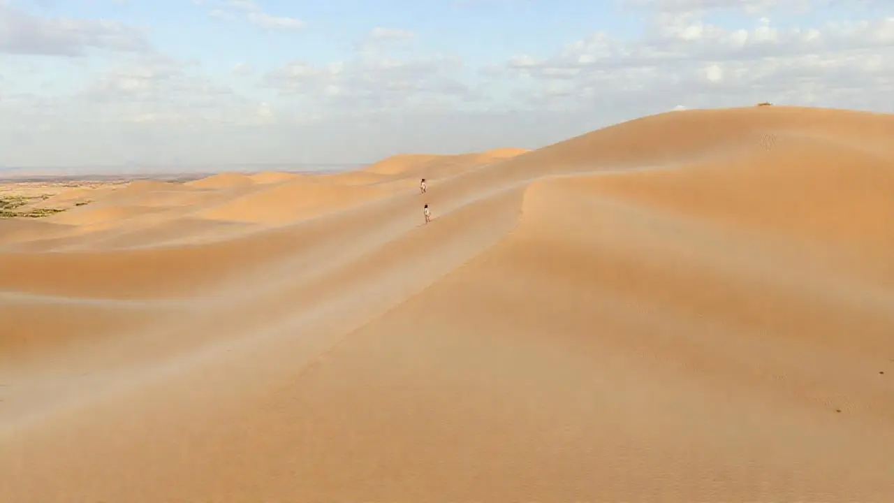 Paisaje desértico vasto, árido y soleado