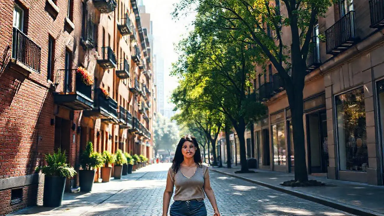 Calle urbana, soleada y serena