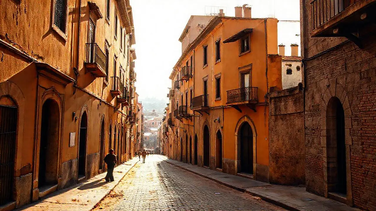 Ciudad antigua, tranquila y ligeramente descolorida