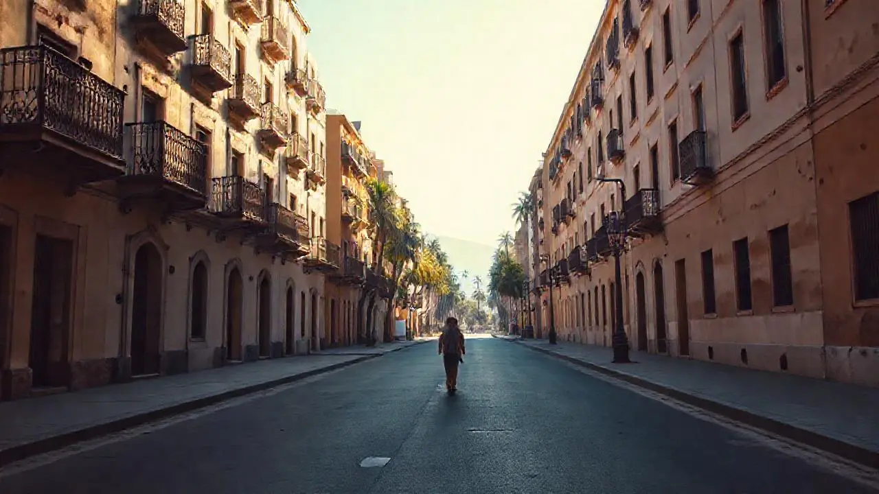 Calle tranquila, arquitectura histórica y luminosa