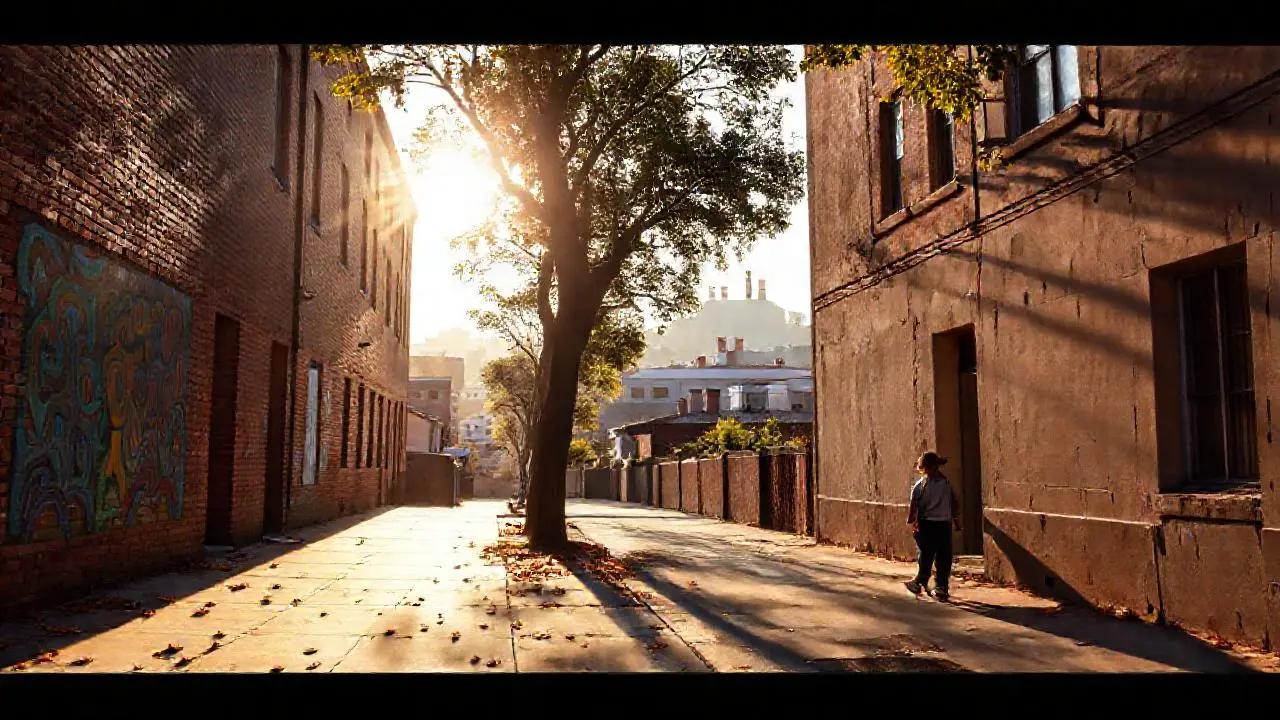 Calles urbanas, cálidas y ligeramente desgastadas