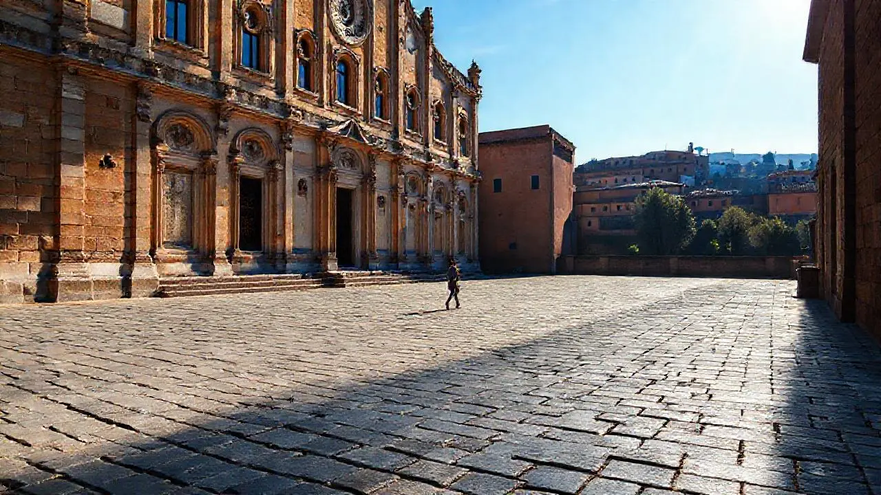 Paz y luz en antigua piedra