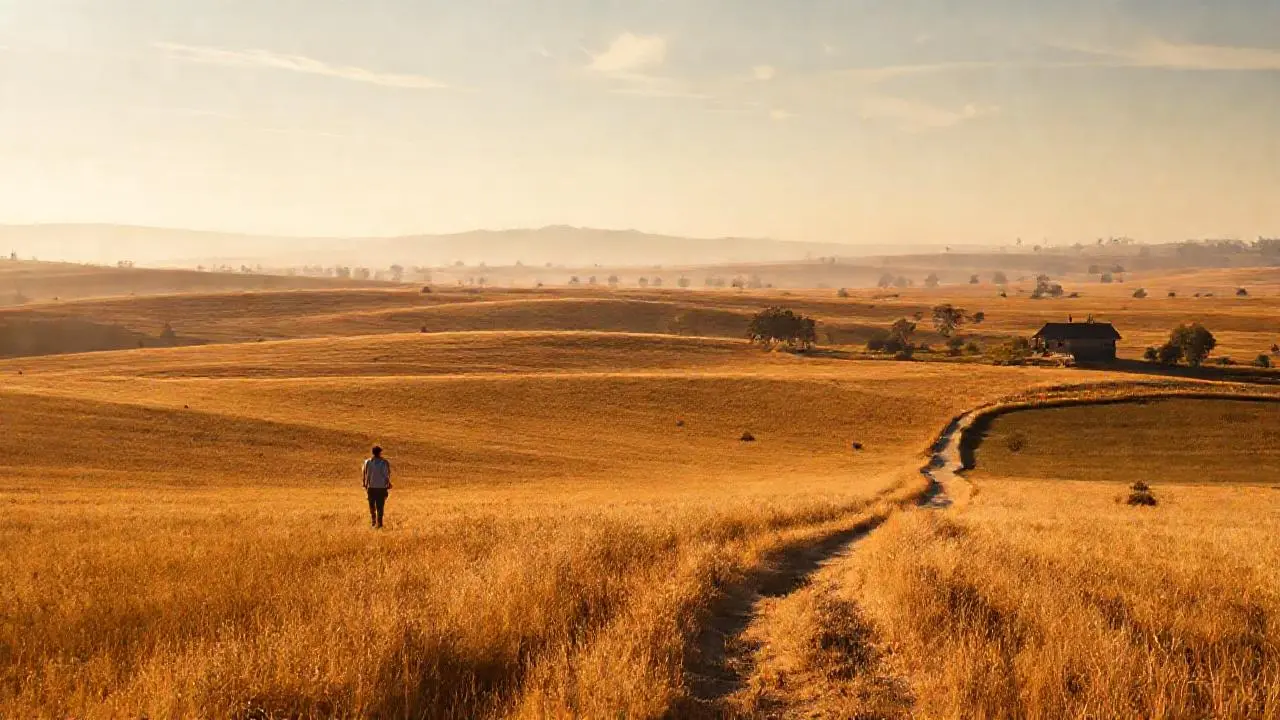 Paisaje rural amplio, tranquilo y soleado