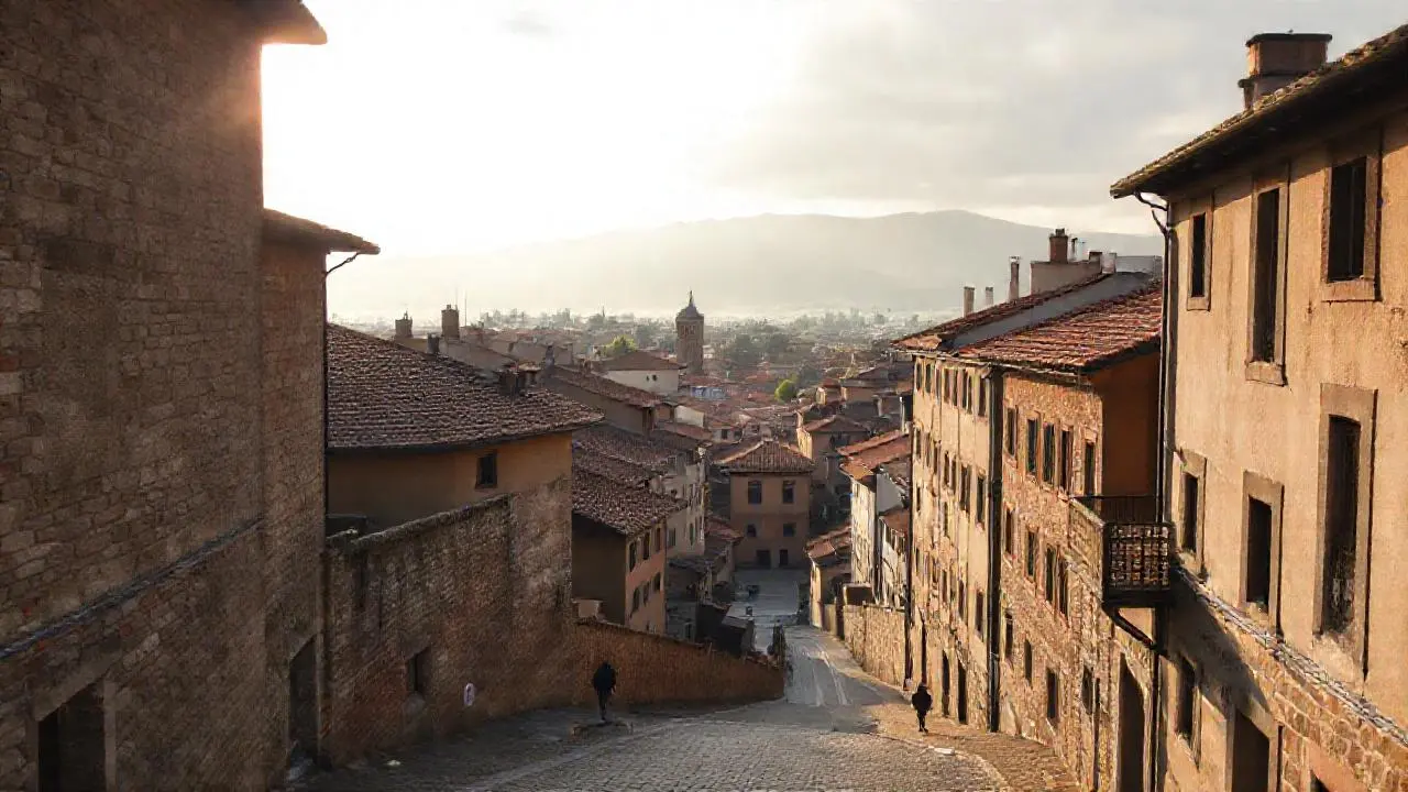 Bergamo: arquitectura antigua, luz suave y distante