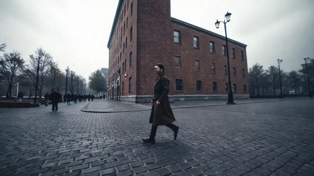 Ciudad urbana gris, melancólica y difusa