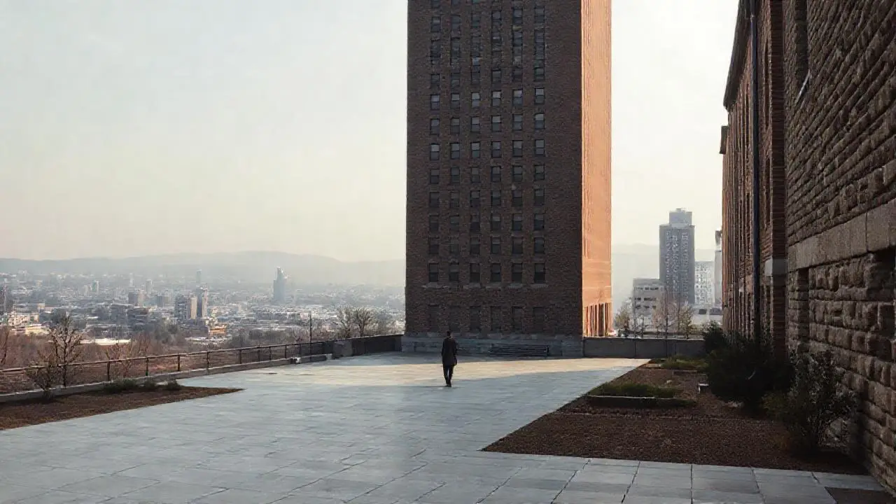 Ciudad urbana tranquila bajo luz tenue